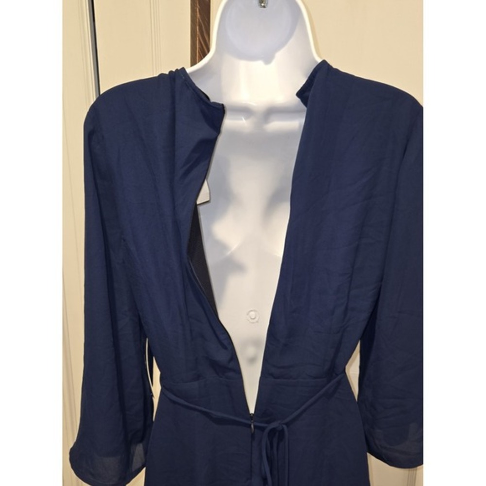 NWT AQUA Blue Chiffon Ruffle V-Neck Fun Flirty Casual to Cocktail Dress M - Picture 7 of 10